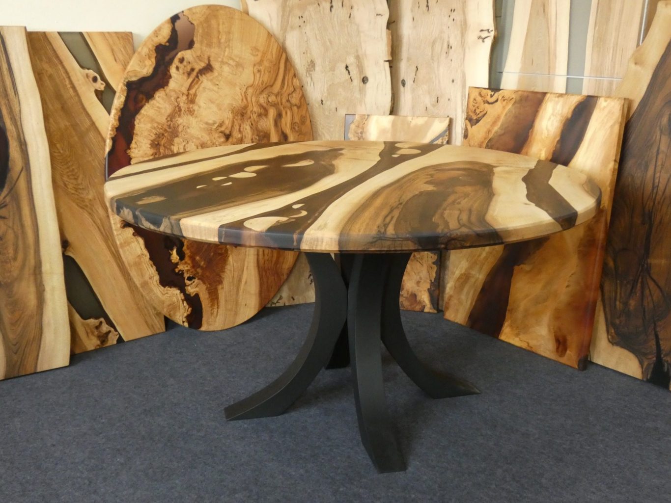 Eclipse – Walnut Resin Dining Table Round walnut and resin dining table handmade in Northern Ireland